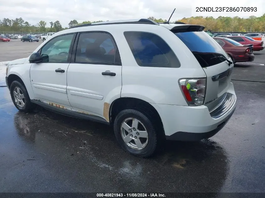 2008 Chevrolet Equinox Ls VIN: 2CNDL23F286070893 Lot: 40821943