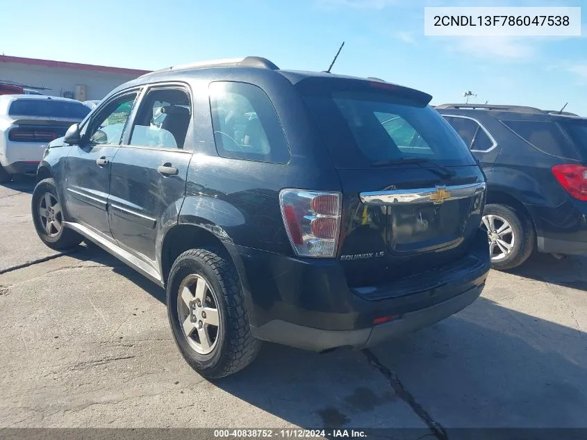 2CNDL13F786047538 2008 Chevrolet Equinox Ls