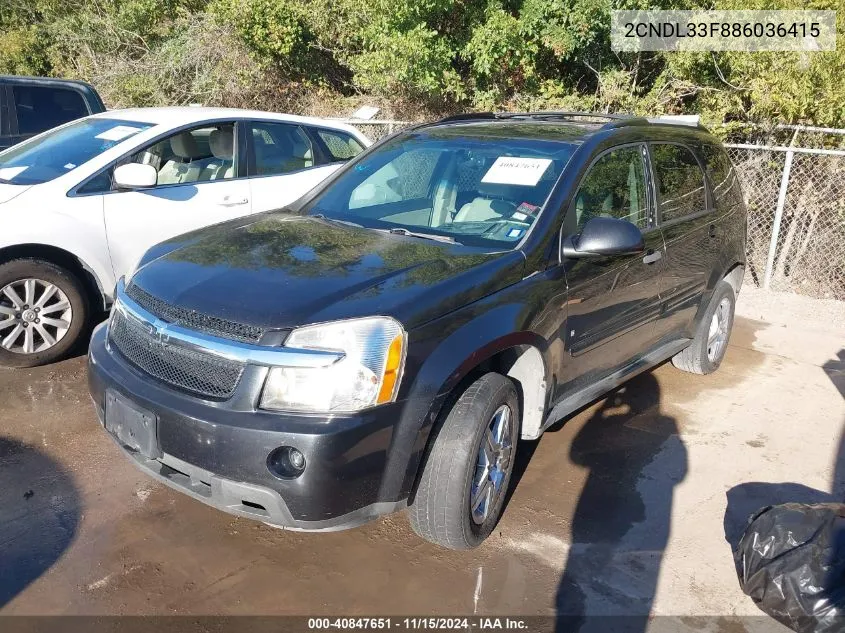 2008 Chevrolet Equinox Lt VIN: 2CNDL33F886036415 Lot: 40847651