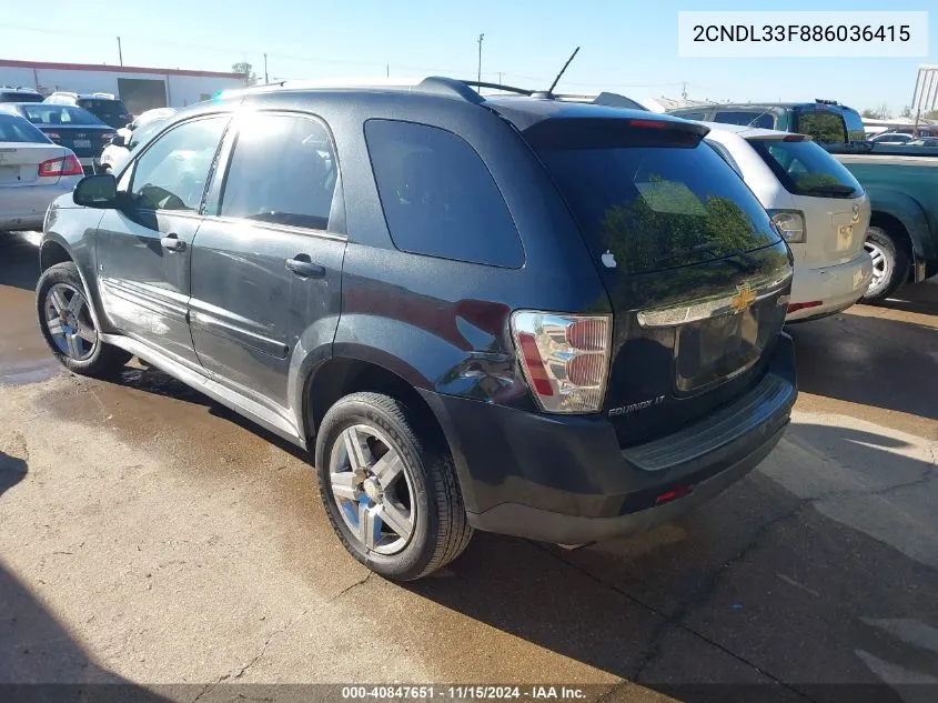 2008 Chevrolet Equinox Lt VIN: 2CNDL33F886036415 Lot: 40847651