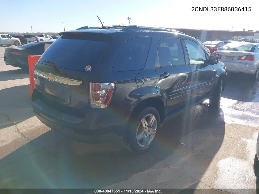 2008 Chevrolet Equinox Lt VIN: 2CNDL33F886036415 Lot: 40847651