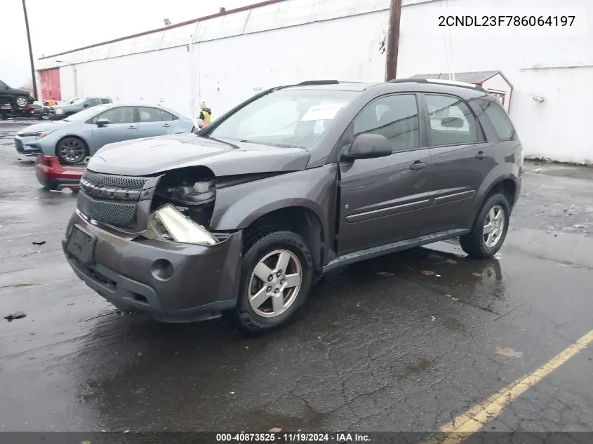 2008 Chevrolet Equinox Ls VIN: 2CNDL23F786064197 Lot: 40873525