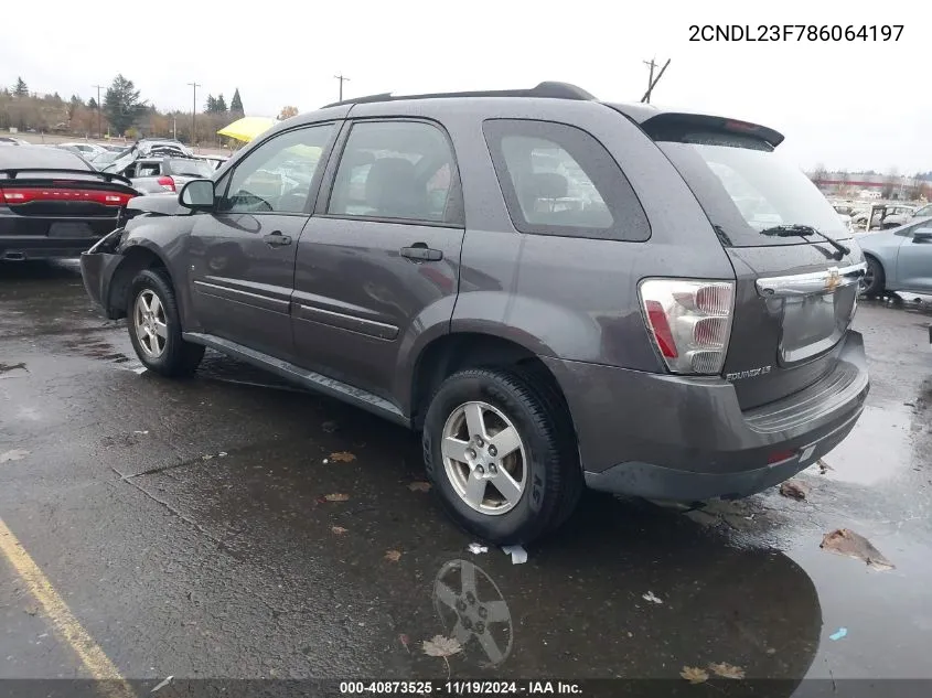 2008 Chevrolet Equinox Ls VIN: 2CNDL23F786064197 Lot: 40873525