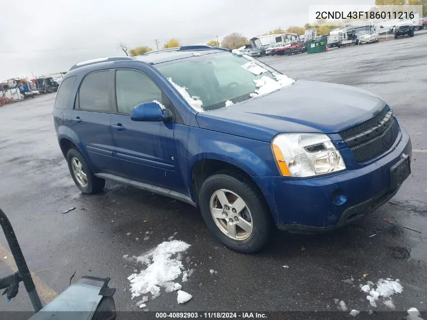 2008 Chevrolet Equinox Lt VIN: 2CNDL43F186011216 Lot: 40892903