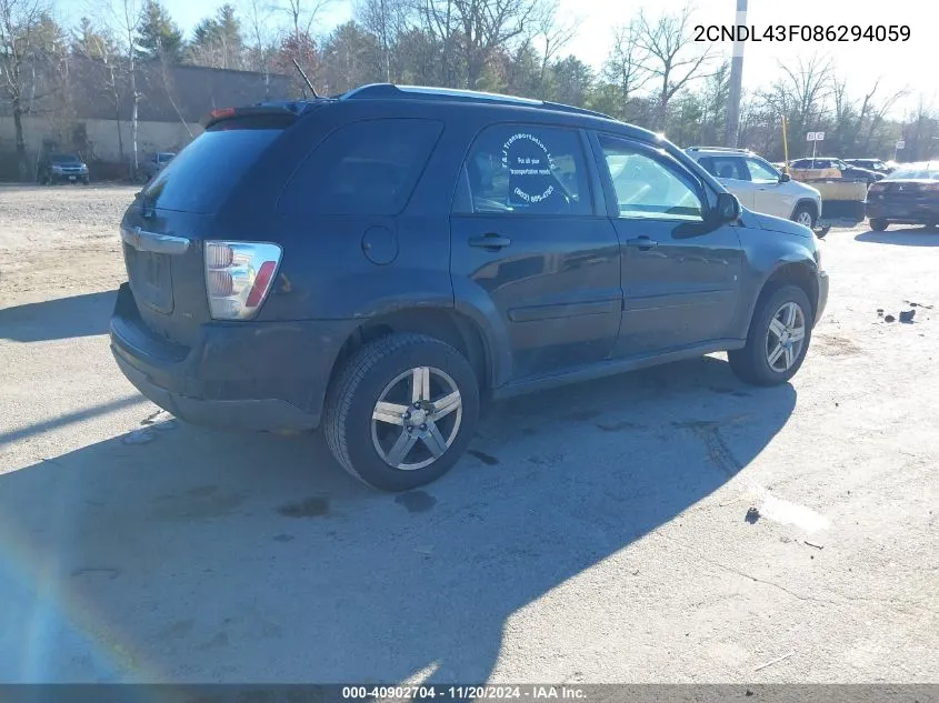 2008 Chevrolet Equinox Lt VIN: 2CNDL43F086294059 Lot: 40902704