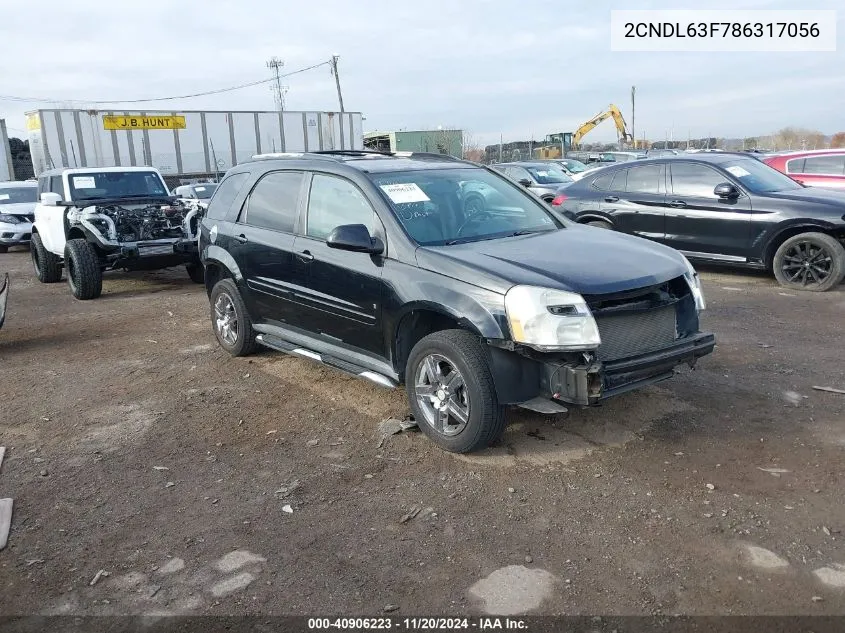 2008 Chevrolet Equinox Lt VIN: 2CNDL63F786317056 Lot: 40906223