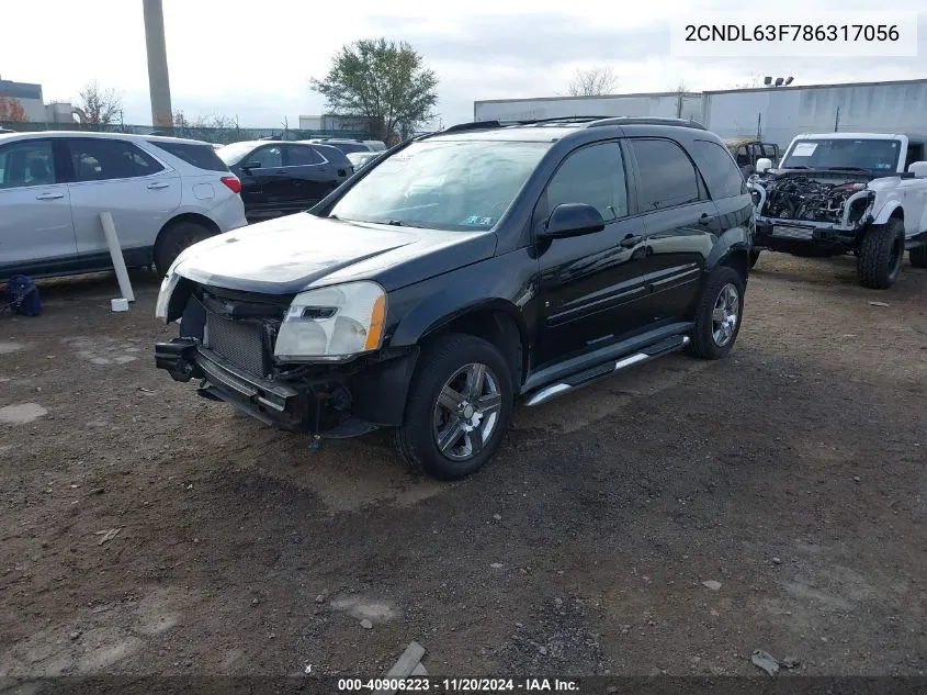 2008 Chevrolet Equinox Lt VIN: 2CNDL63F786317056 Lot: 40906223