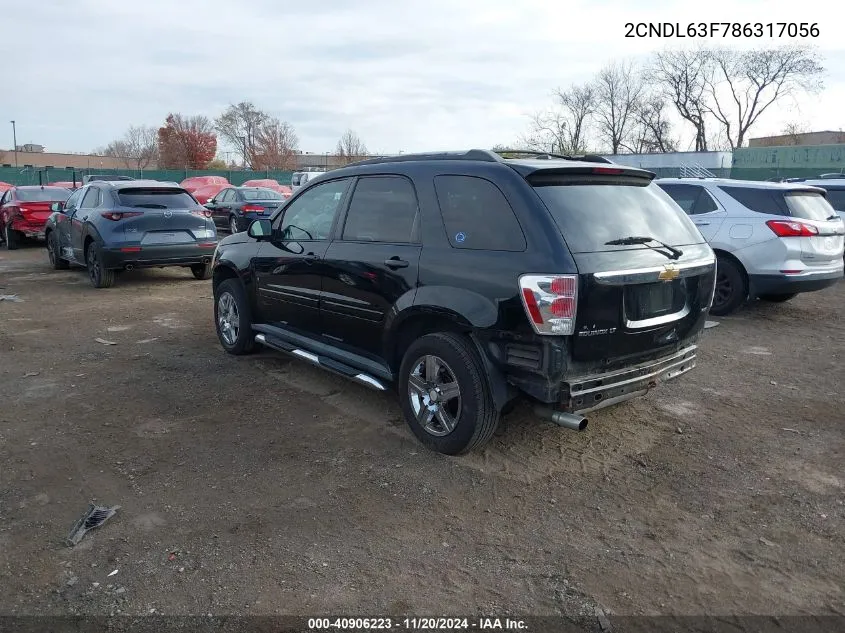 2008 Chevrolet Equinox Lt VIN: 2CNDL63F786317056 Lot: 40906223