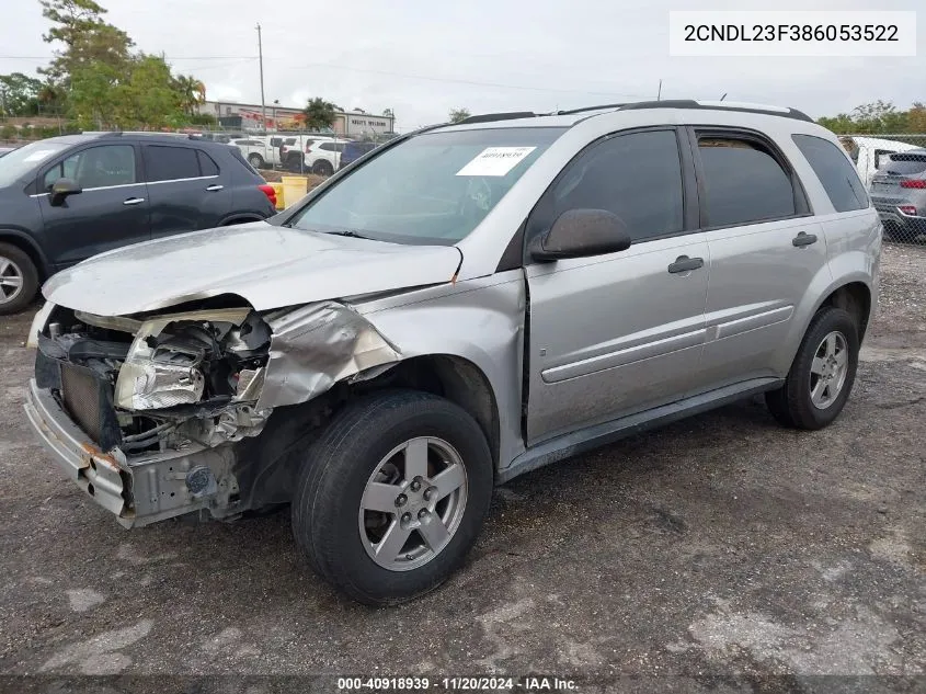 2008 Chevrolet Equinox Ls VIN: 2CNDL23F386053522 Lot: 40918939