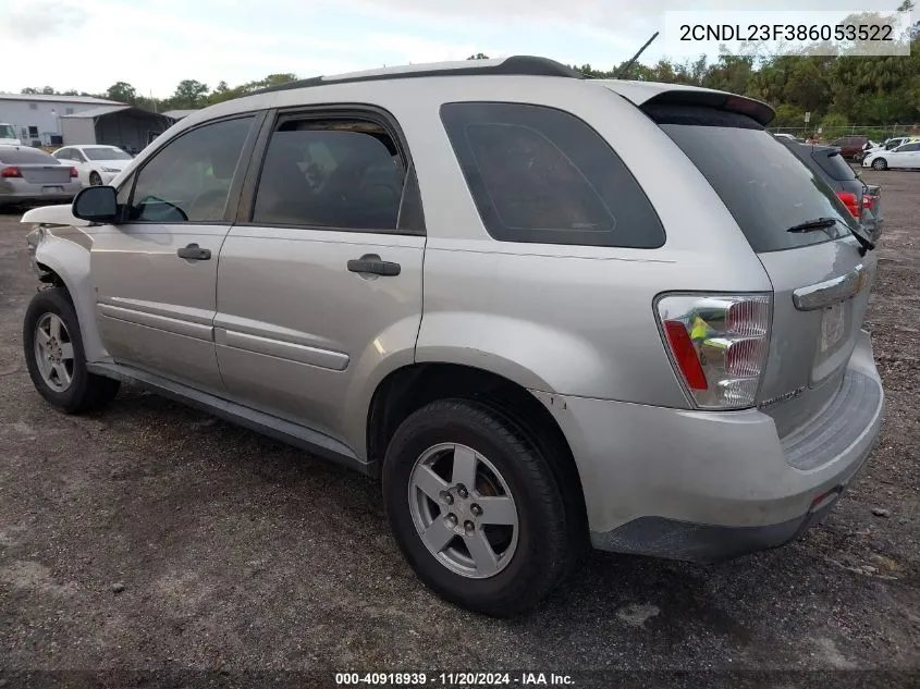 2008 Chevrolet Equinox Ls VIN: 2CNDL23F386053522 Lot: 40918939