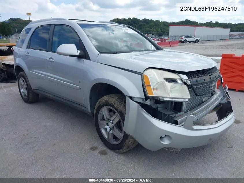 2CNDL63F196247510 2009 Chevrolet Equinox Lt