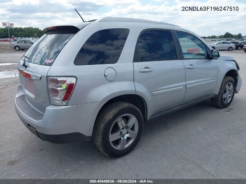 2CNDL63F196247510 2009 Chevrolet Equinox Lt