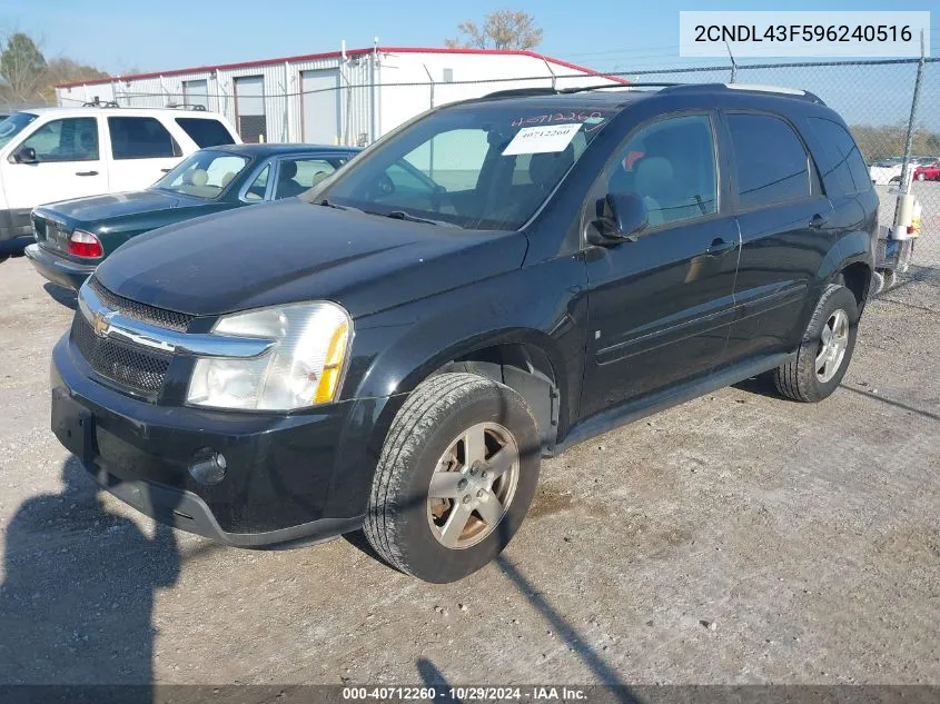 2009 Chevrolet Equinox Lt VIN: 2CNDL43F596240516 Lot: 40712260