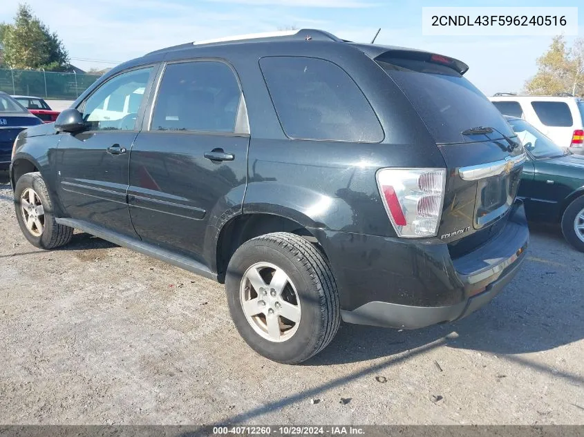 2009 Chevrolet Equinox Lt VIN: 2CNDL43F596240516 Lot: 40712260