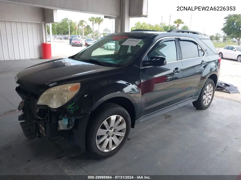 2010 Chevrolet Equinox Lt VIN: 2CNALPEW2A6226353 Lot: 39998984