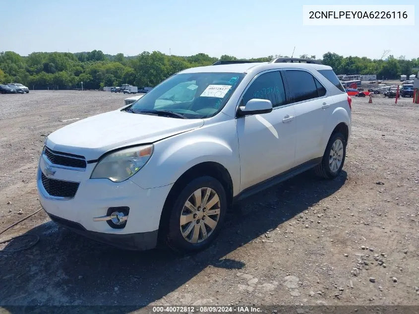 2010 Chevrolet Equinox Lt VIN: 2CNFLPEY0A6226116 Lot: 40072812