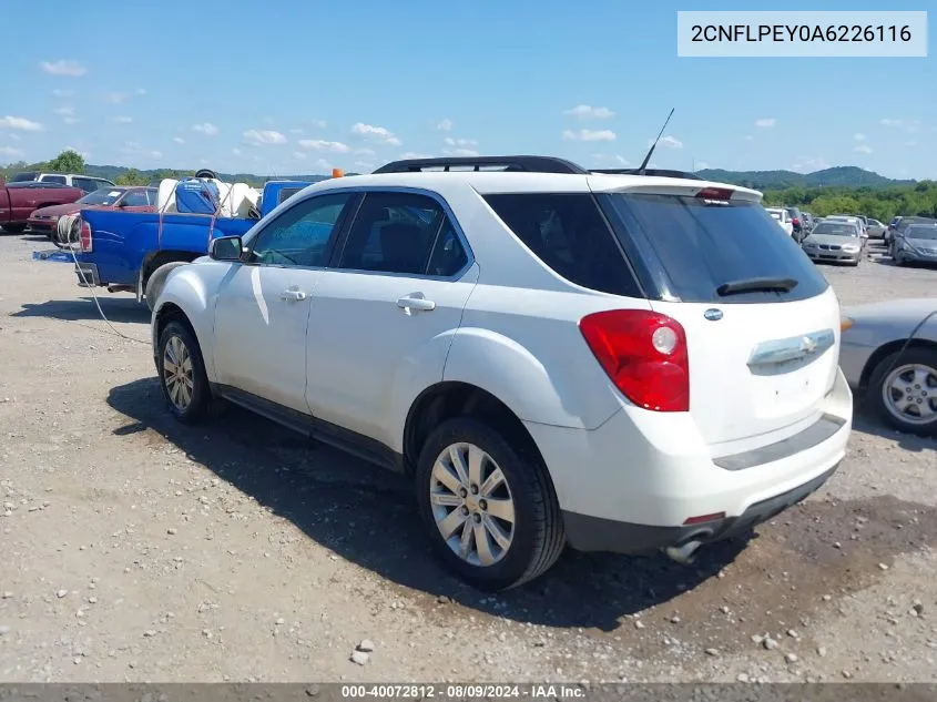 2010 Chevrolet Equinox Lt VIN: 2CNFLPEY0A6226116 Lot: 40072812