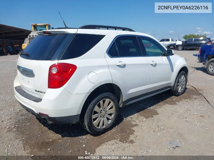 2010 Chevrolet Equinox Lt VIN: 2CNFLPEY0A6226116 Lot: 40072812