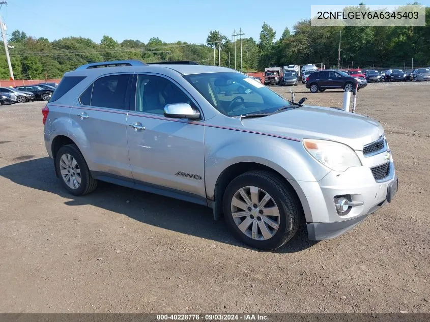 2010 Chevrolet Equinox Ltz VIN: 2CNFLGEY6A6345403 Lot: 40228778