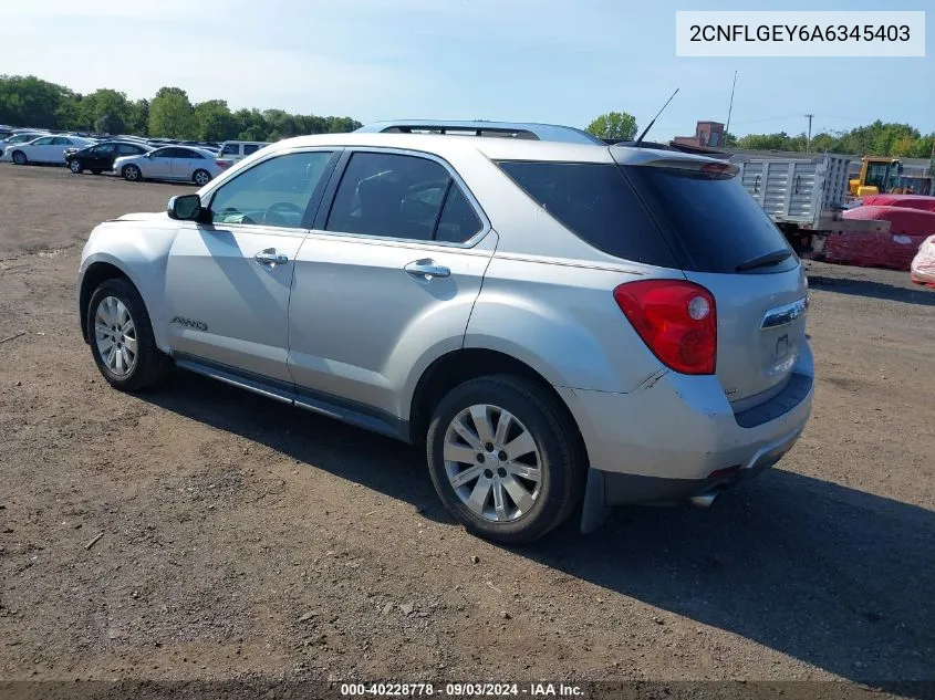 2CNFLGEY6A6345403 2010 Chevrolet Equinox Ltz