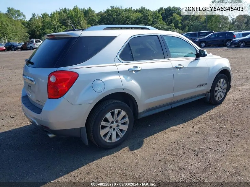 2CNFLGEY6A6345403 2010 Chevrolet Equinox Ltz