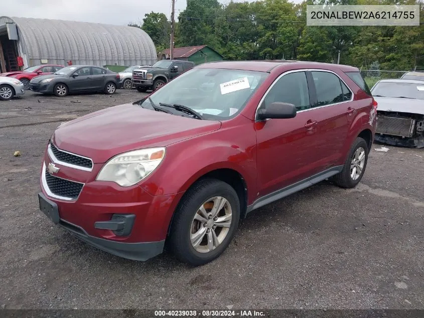 2CNALBEW2A6214755 2010 Chevrolet Equinox Ls