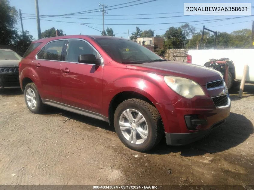 2CNALBEW2A6358631 2010 Chevrolet Equinox Ls