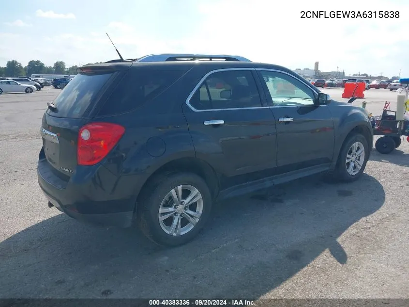 2010 Chevrolet Equinox Ltz VIN: 2CNFLGEW3A6315838 Lot: 40383336