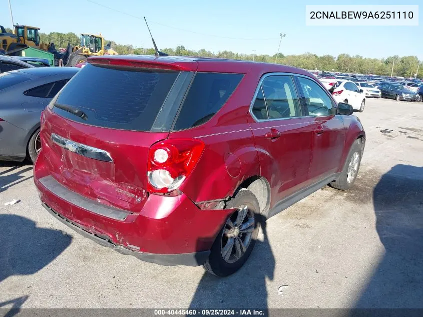 2CNALBEW9A6251110 2010 Chevrolet Equinox Ls