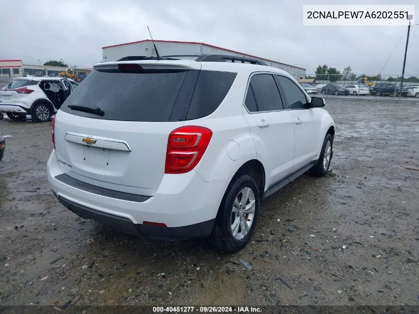 2010 Chevrolet Equinox Lt VIN: 2CNALPEW7A6202551 Lot: 40451277