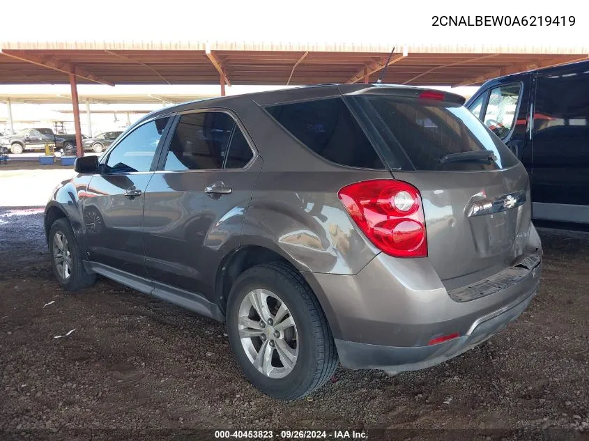 2010 Chevrolet Equinox Ls VIN: 2CNALBEW0A6219419 Lot: 40453823