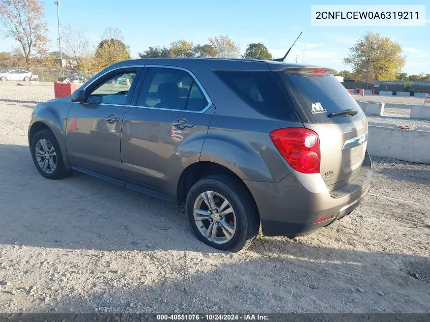 2010 Chevrolet Equinox Ls VIN: 2CNFLCEW0A6319211 Lot: 40551076