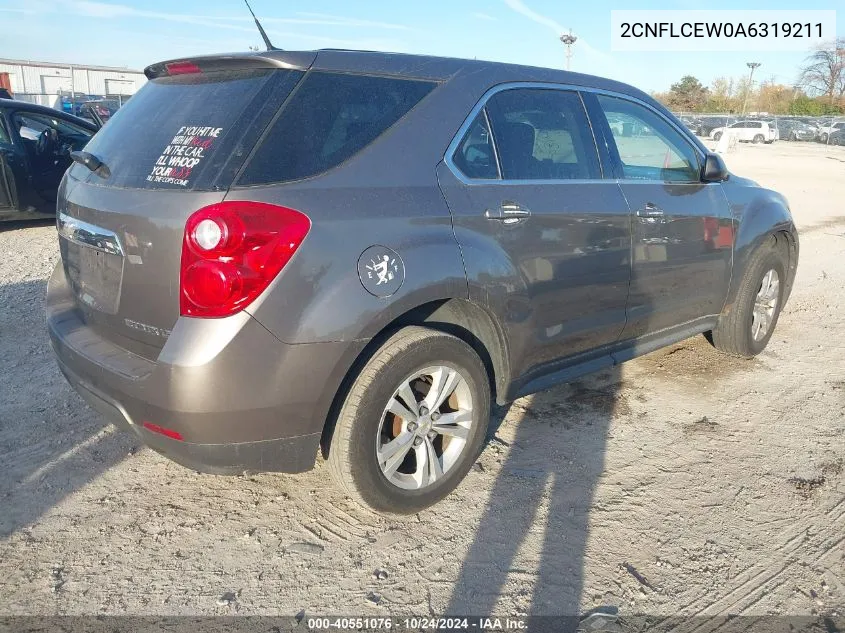 2010 Chevrolet Equinox Ls VIN: 2CNFLCEW0A6319211 Lot: 40551076