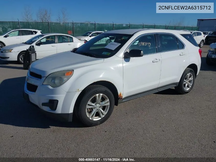 2010 Chevrolet Equinox Ls VIN: 2CNFLCEW2A6315712 Lot: 40883147