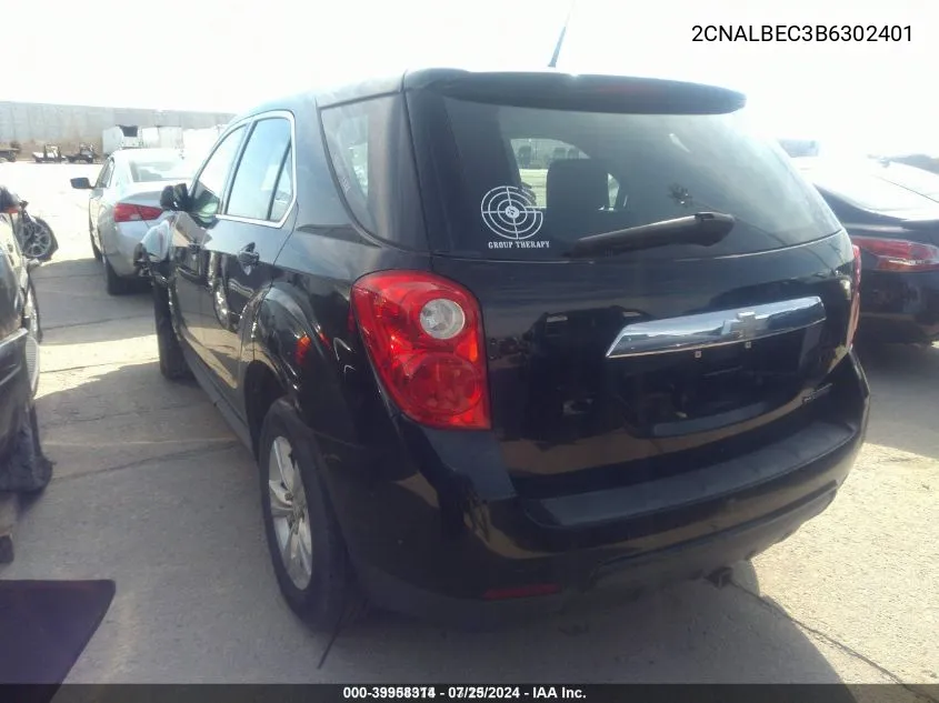 2011 Chevrolet Equinox Ls VIN: 2CNALBEC3B6302401 Lot: 39958314