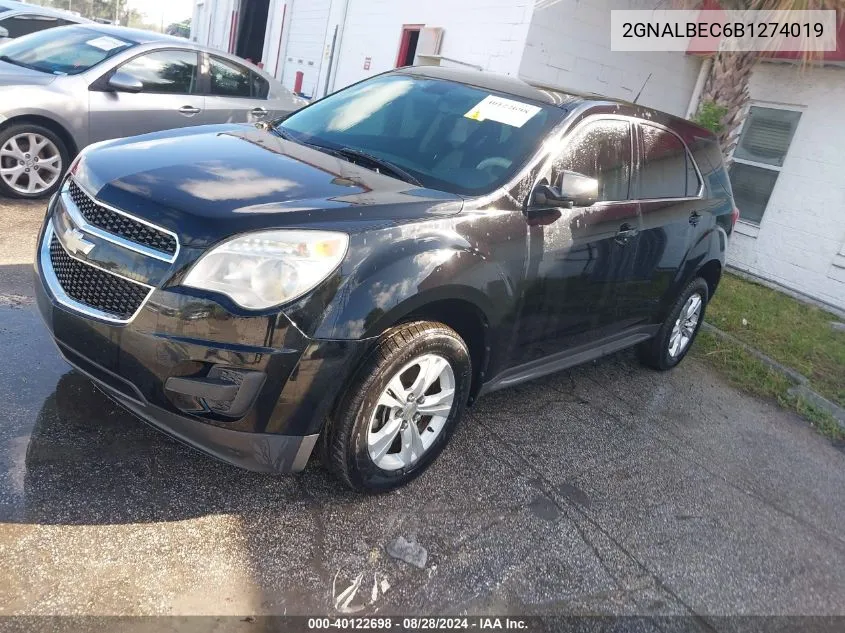 2011 Chevrolet Equinox Ls VIN: 2GNALBEC6B1274019 Lot: 40122698