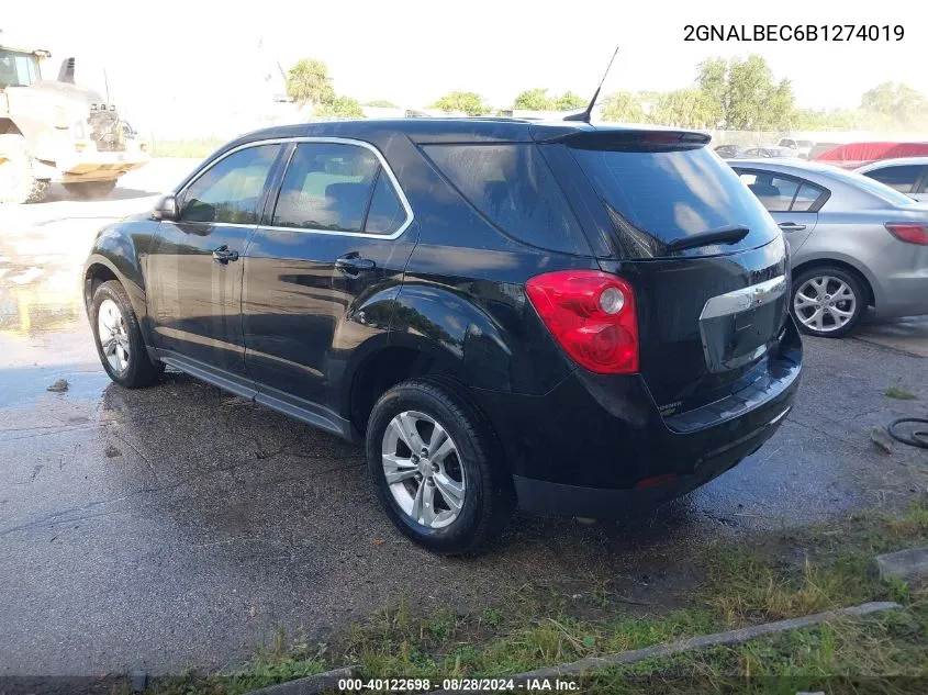 2011 Chevrolet Equinox Ls VIN: 2GNALBEC6B1274019 Lot: 40122698