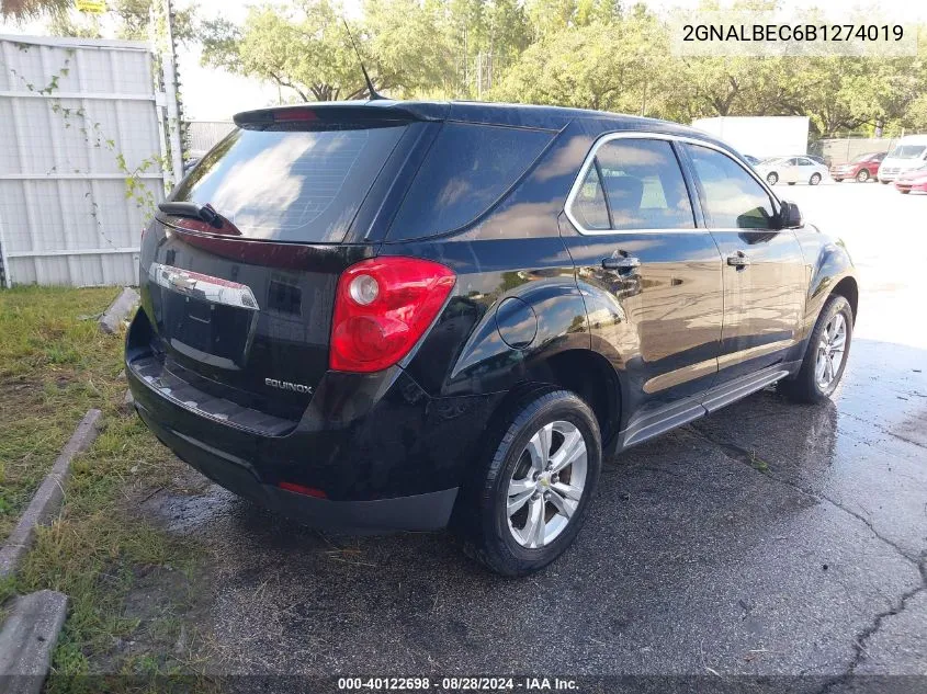 2011 Chevrolet Equinox Ls VIN: 2GNALBEC6B1274019 Lot: 40122698