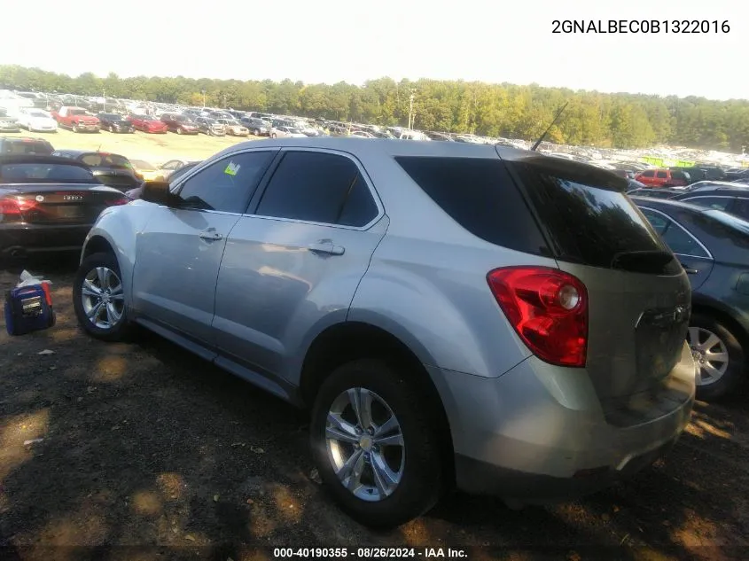 2GNALBEC0B1322016 2011 Chevrolet Equinox Ls