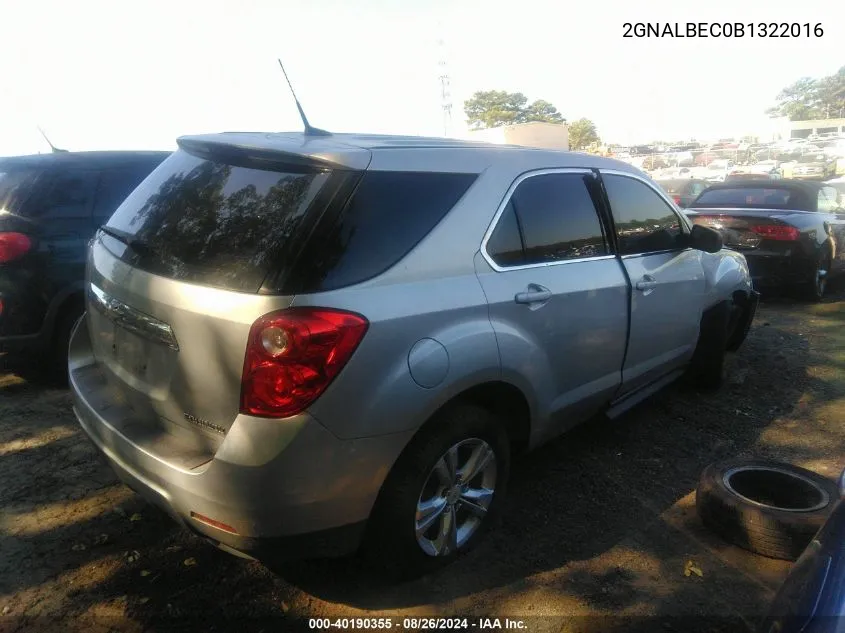 2011 Chevrolet Equinox Ls VIN: 2GNALBEC0B1322016 Lot: 40190355