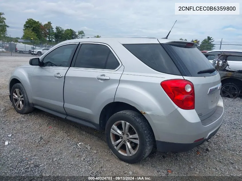 2CNFLCEC0B6359800 2011 Chevrolet Equinox Ls