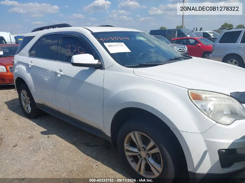 2011 Chevrolet Equinox 1Lt VIN: 2GNALDEC0B1278322 Lot: 40333752