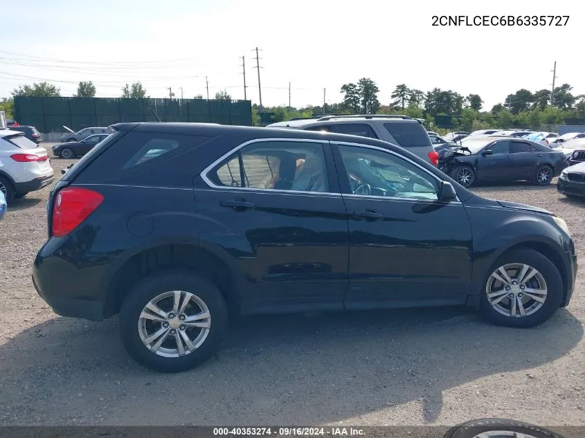 2011 Chevrolet Equinox Ls VIN: 2CNFLCEC6B6335727 Lot: 40353274