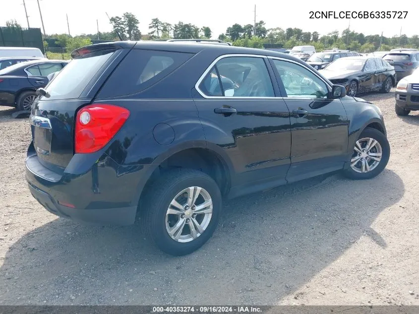 2011 Chevrolet Equinox Ls VIN: 2CNFLCEC6B6335727 Lot: 40353274