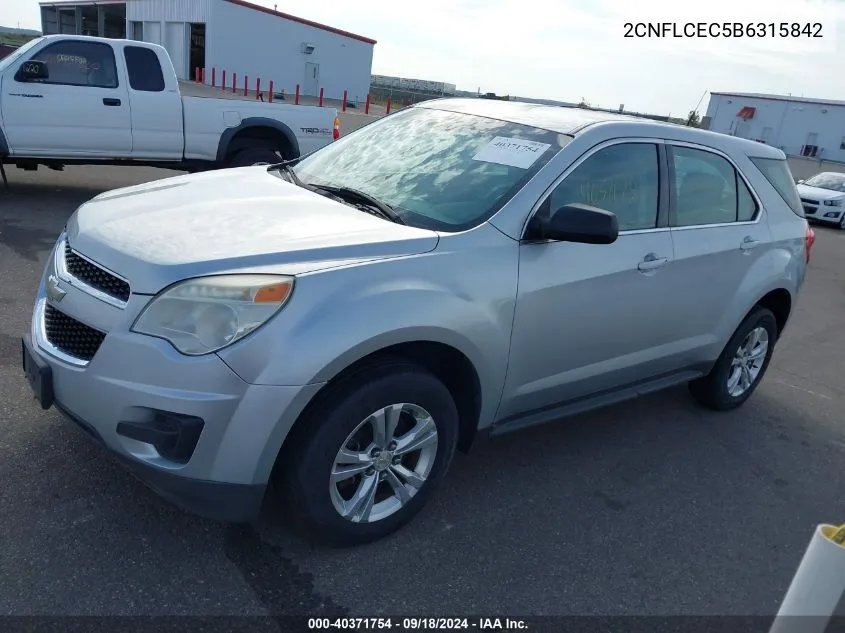 2011 Chevrolet Equinox Ls VIN: 2CNFLCEC5B6315842 Lot: 40371754