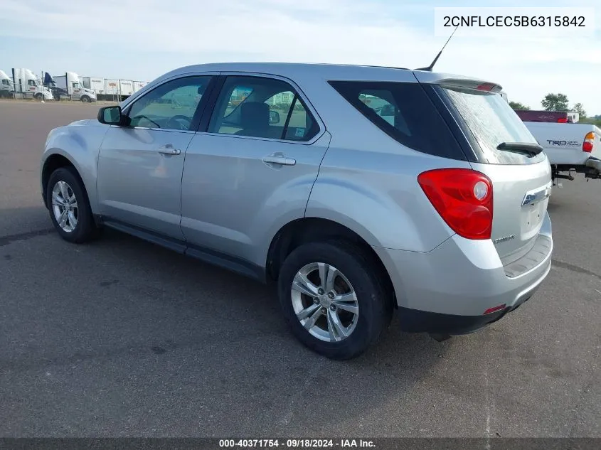 2CNFLCEC5B6315842 2011 Chevrolet Equinox Ls