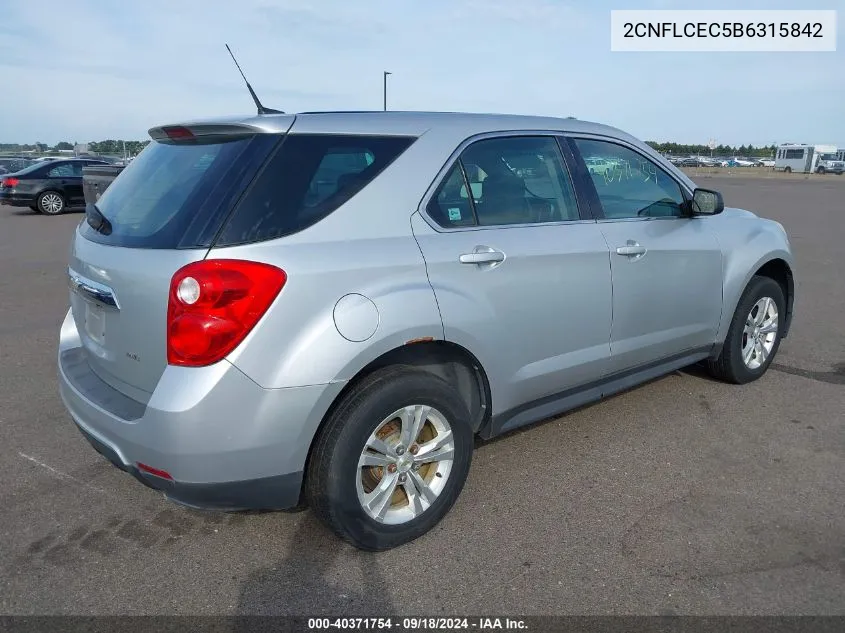 2011 Chevrolet Equinox Ls VIN: 2CNFLCEC5B6315842 Lot: 40371754