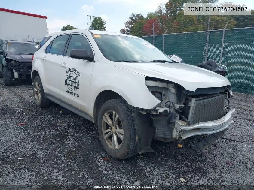 2011 Chevrolet Equinox Ls VIN: 2CNFLCEC7B6204502 Lot: 40402245