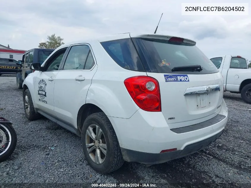 2011 Chevrolet Equinox Ls VIN: 2CNFLCEC7B6204502 Lot: 40402245