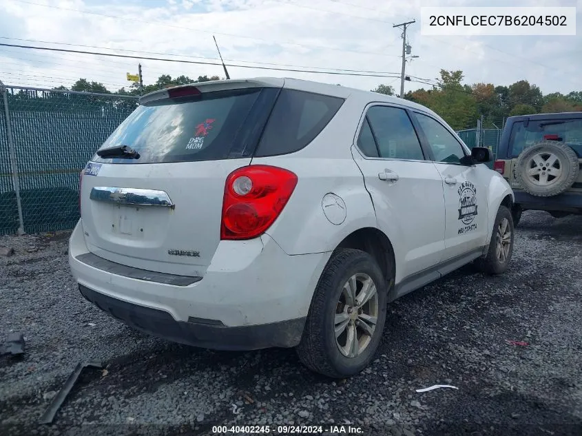 2CNFLCEC7B6204502 2011 Chevrolet Equinox Ls